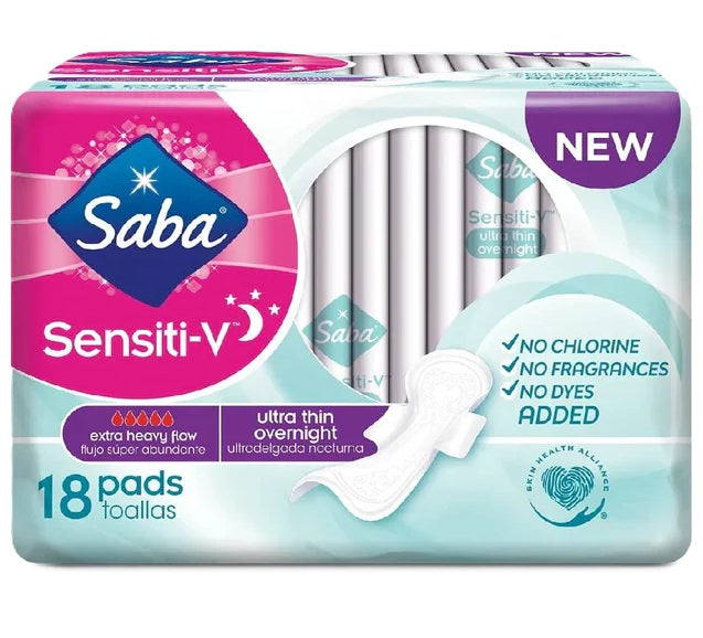 SABA SENSITIVA OVERNIGHT ULTRA THIN 18CT PK8 / UOM C16
