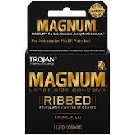 CONDOMS TROJAN MAGNUM RIBBED 3CT PK6 / UOM C12