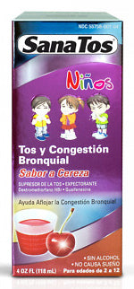 SanaTos Children Cough & Chest Congestion Cherry Flavor 4oz