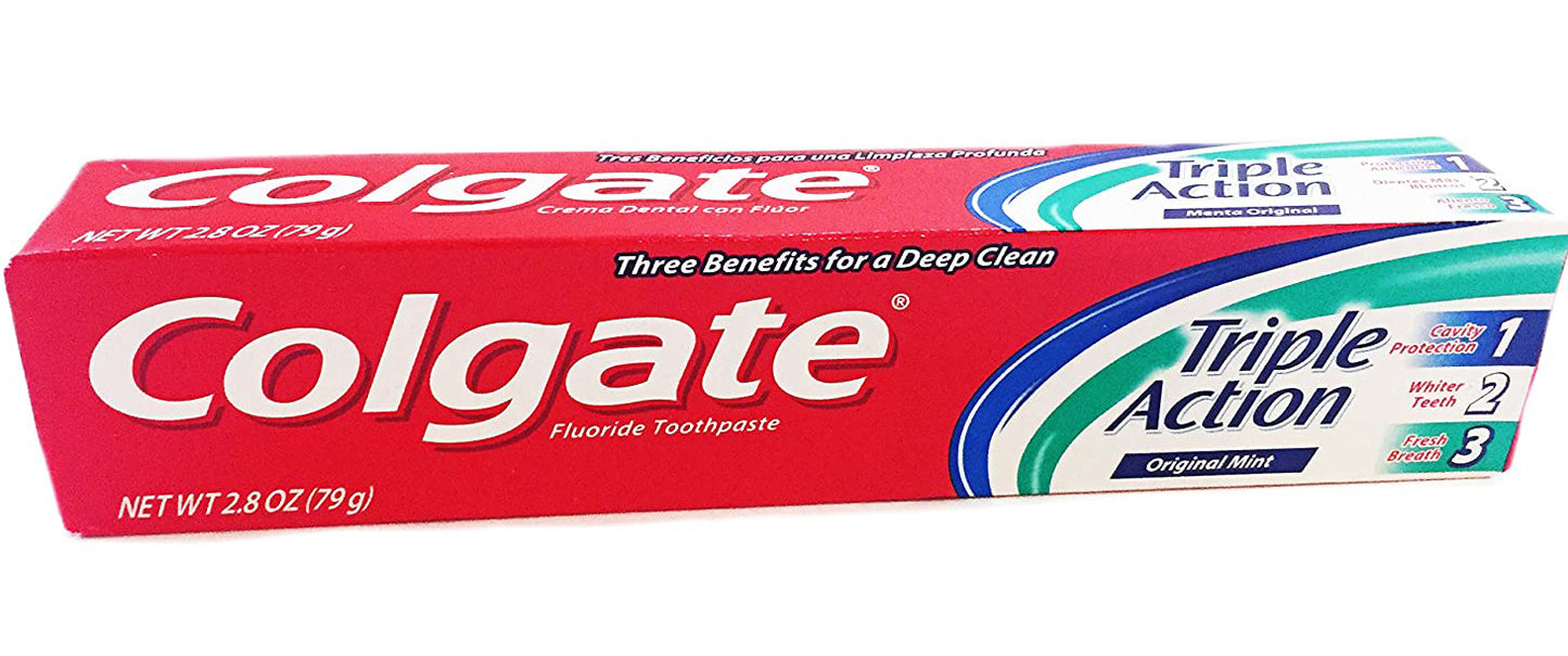 Colgate Triple Action toothpaste 2.8 oz tube for cavity tartar and fresh breath protection