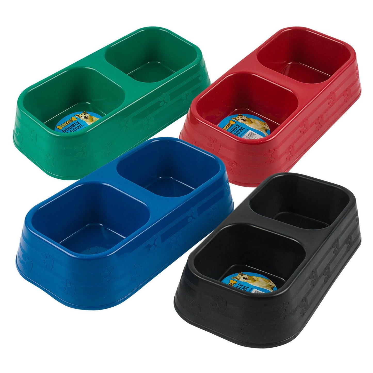 Double Food & Water Bowl Assorted Colors | Pack of 6