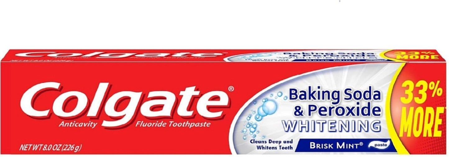 Colgate Pasta dental con bicarbonato y peróxido blanqueador menta fresca 8 oz | Caja de 6
