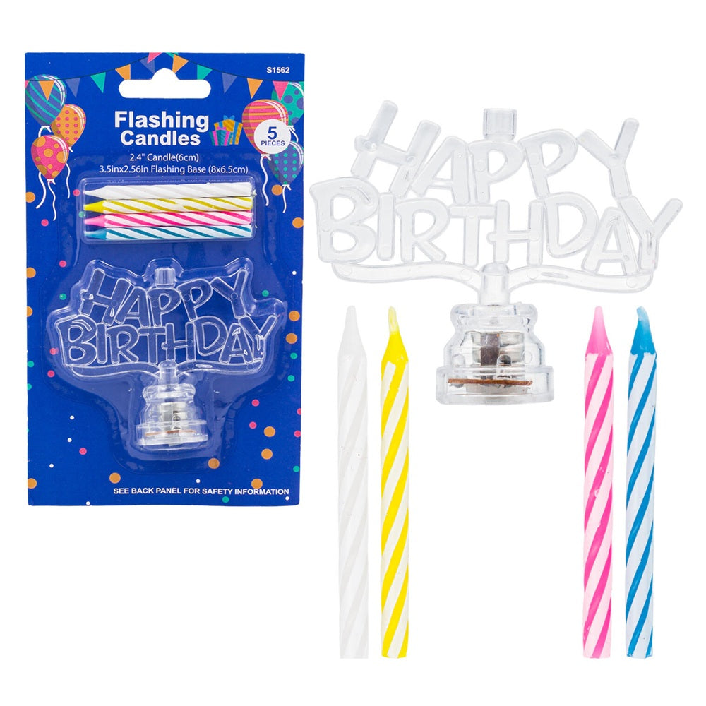 Flashing Candles Happy Birthday 5pc | Box of 24