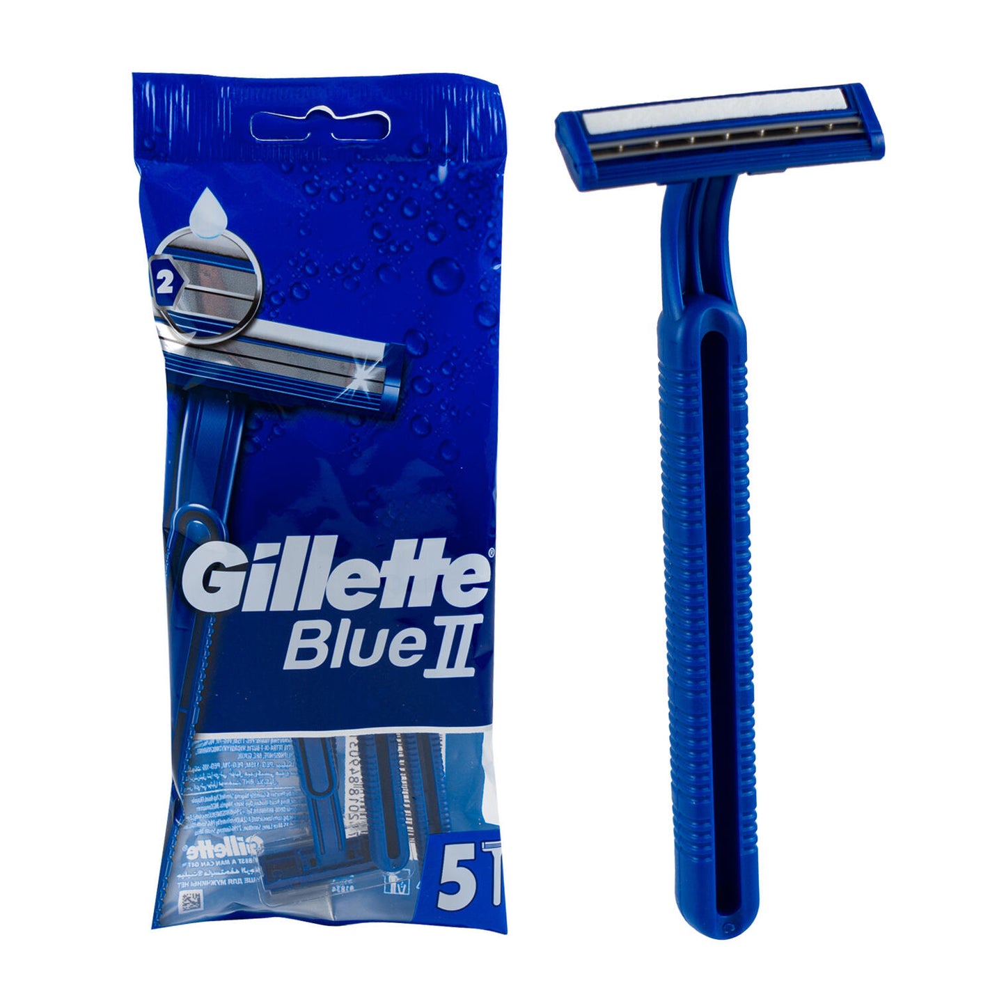 Gillette Blue II Chromium Coating Long Lasting Blades Disposable Razors Bulk 5 ct - 24 Packs