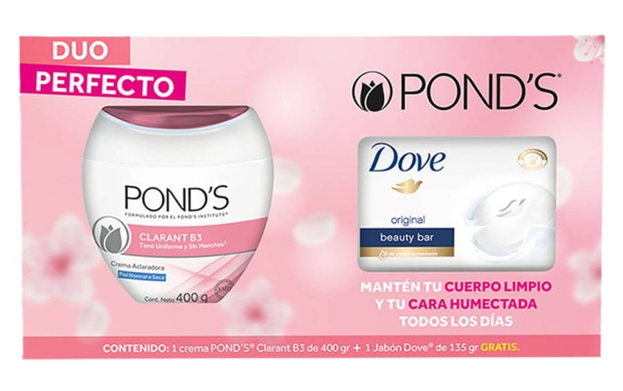 POND'S CREMA CLARANT B3 400gr + FREE DOVE SOAP 135gr PK3 / UOM C6
