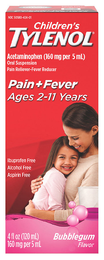 Tylenol Children's Pain and Fever liquid 4 oz bubblegum flavor acetaminophen for kids