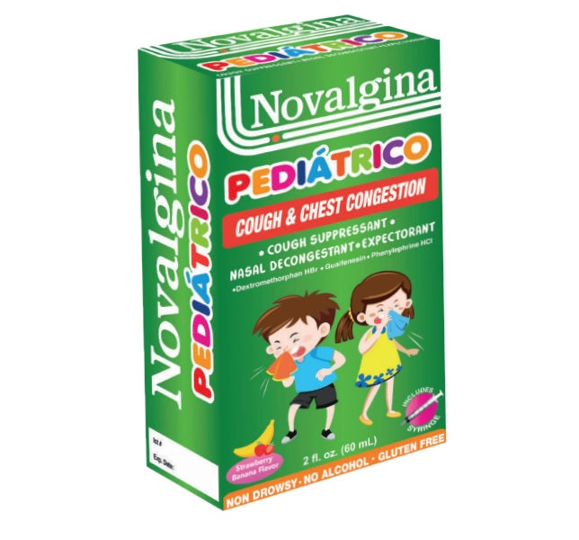 Novalgina Pediatric Syrup 2 fl oz ÐStrawberry Banana for Cough & Chest