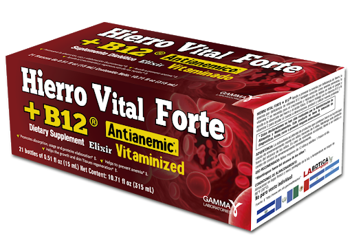 HIERRO Vital Forte VITAMINADO B12 ANTIANEMIC Elixir 21 Bottles Drinkable