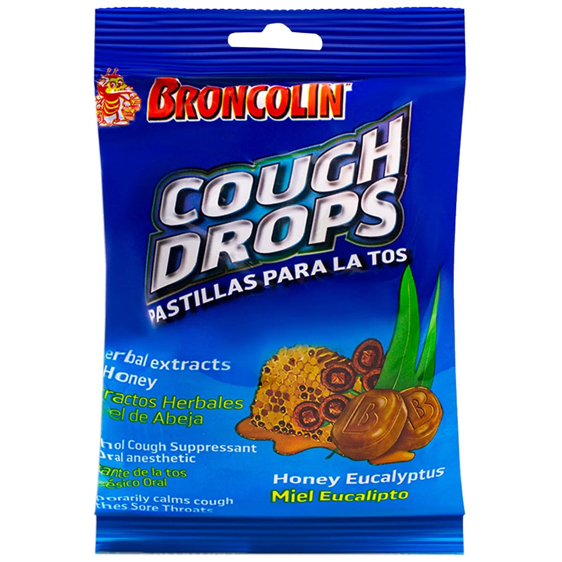 Broncolin Honey Eucalyptus Herbal Hard Candy, 12 Bags of 22 Candies