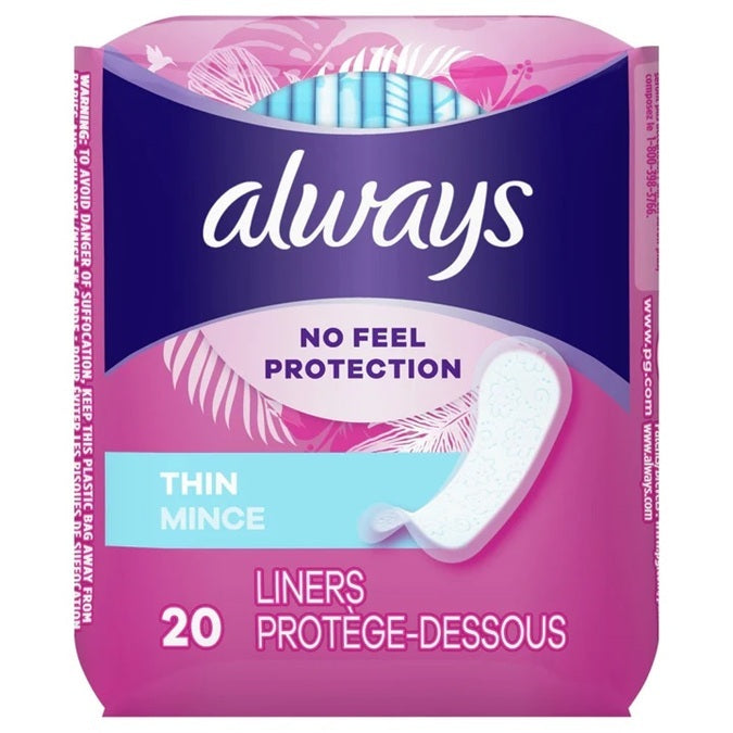 Always Liner Thin Regular Unscented 20 Count | Pack of 12
