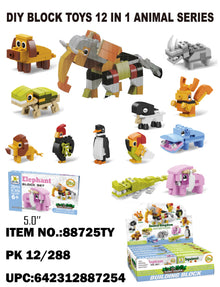 TOYS DYI BLOCK TOYS ANIMAL SERIES DISPLAY 12CT  /  UOM DSP