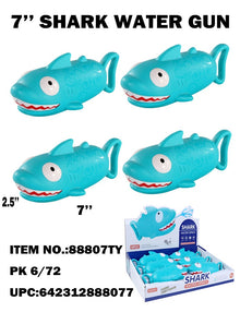 TOYS BLUE SHARK WATER GUN 7" DISPLAY 6CT  /  UOM DSP