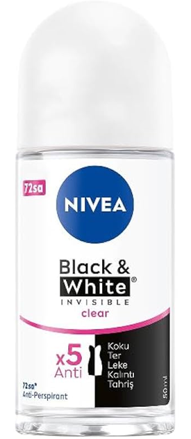 NIVEA DEO PLASTIC ROLL ON INVISIBLE CLEAR 50ml PK6  / UOM C12