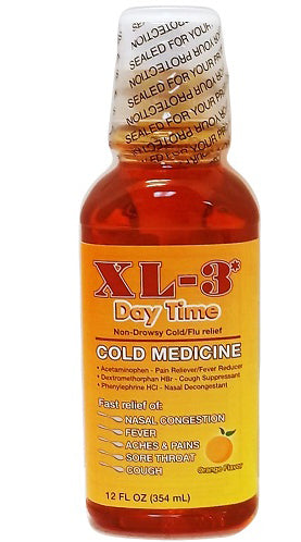 XL-3 Daytime Cold and Flu liquid 12 oz bottle non-drowsy multi-symptom relief