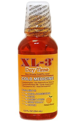 XL-3 Daytime Cold and Flu liquid 12 oz bottle non-drowsy multi-symptom relief