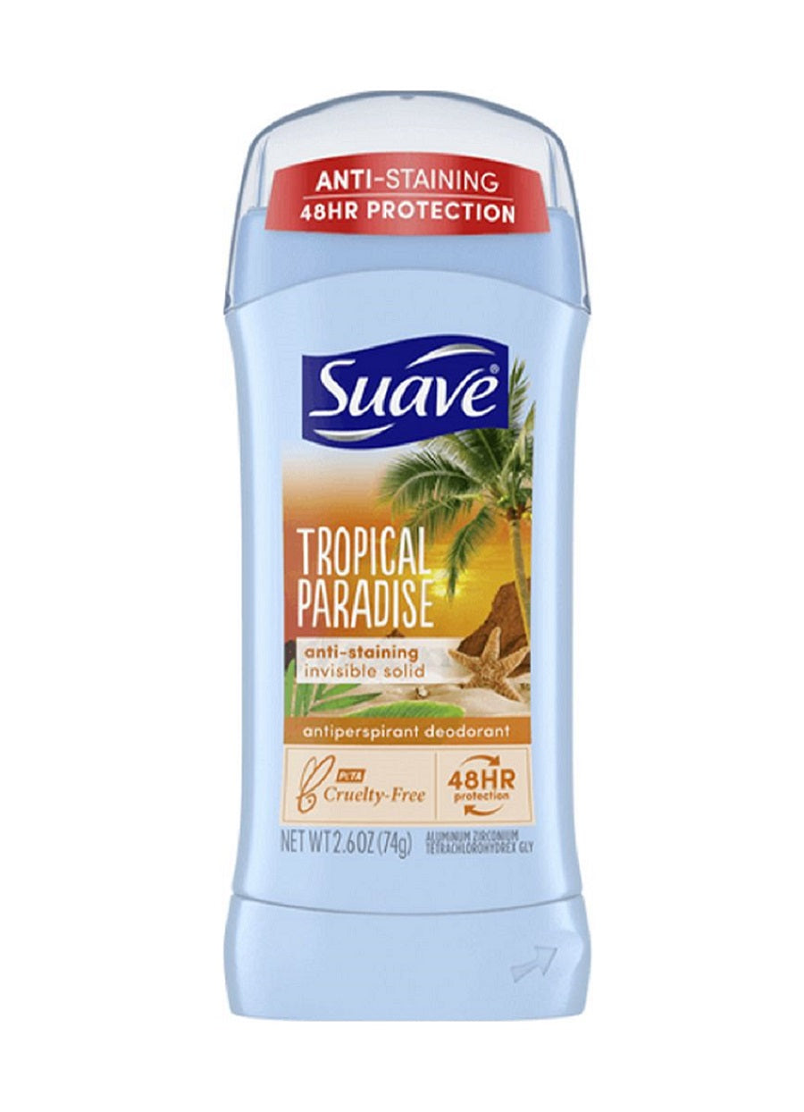 Suave Invisible Solid Antiperspirant Deodorant Stick, Tropical Paradise