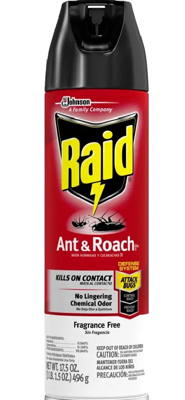 RAID ANT & ROACH NO FRAGANCE 17.5oz C20