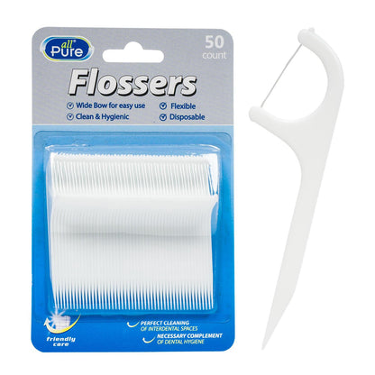 All Pure Plastic Floss Picks 50 Count | Pack of 6